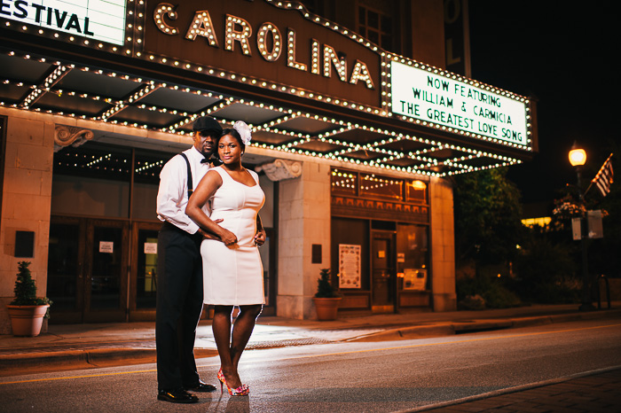 Greensboro engagement, engagement photographer, UNC greensboro, UNCG, Carolina theater