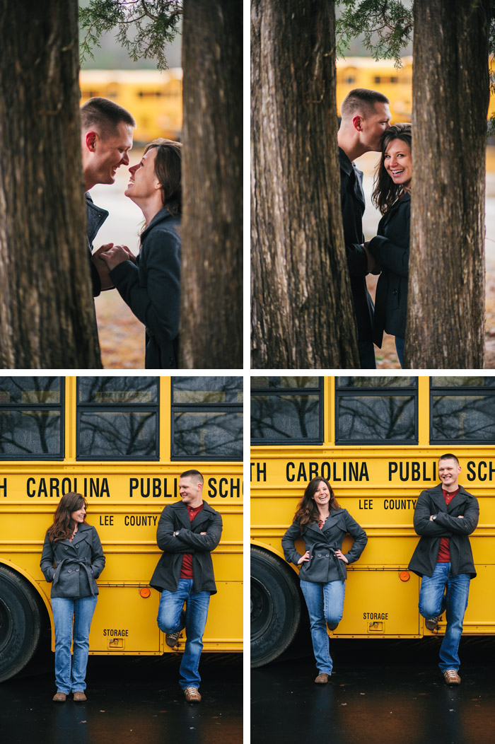 Sanford engagement pictures, sanford photographer, school bus engagement, middle school