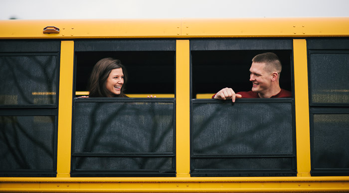 Sanford engagement pictures, sanford photographer, school bus engagement, middle school