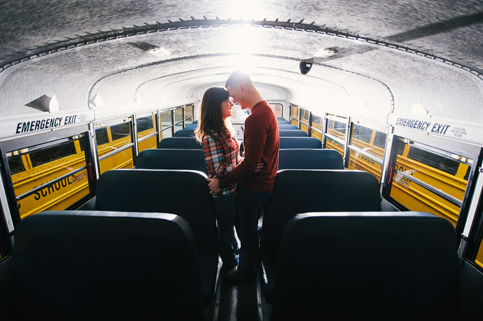 Sanford engagement pictures, sanford photographer, school bus engagement, middle school