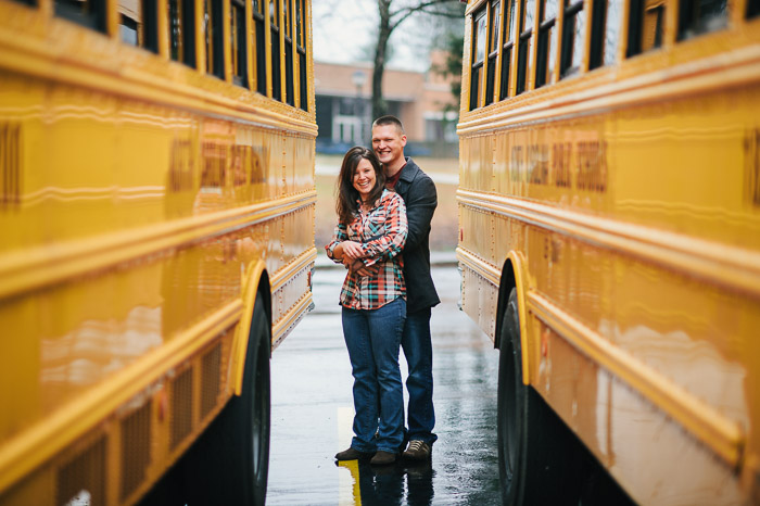 Sanford engagement pictures, sanford photographer, school bus engagement, middle school