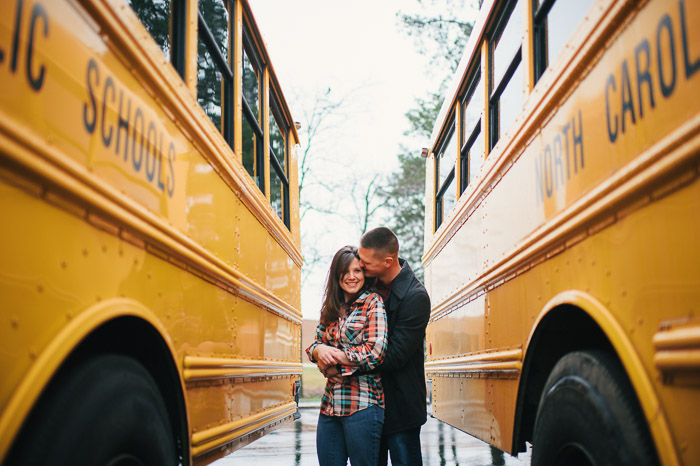 Sanford engagement pictures, sanford photographer, school bus engagement, middle school